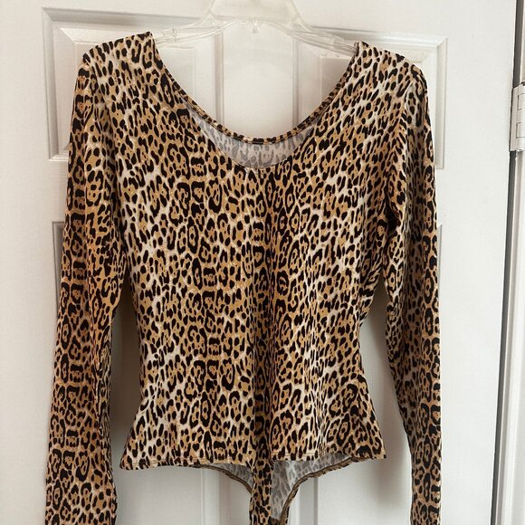NWT Guess Spanish Cheetah Desert Animal Print Long Sleeve Bodysuit Top Size L - Picture 12 of 14